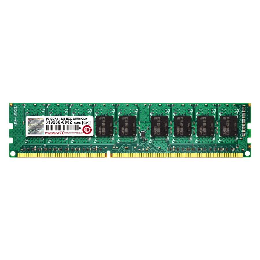 Transcend サーバー ワークステーション用メモリ PC3-10600 DDR3 1333 8GB 1.5V 240pin ECC DIMM TS1GLK72V3H