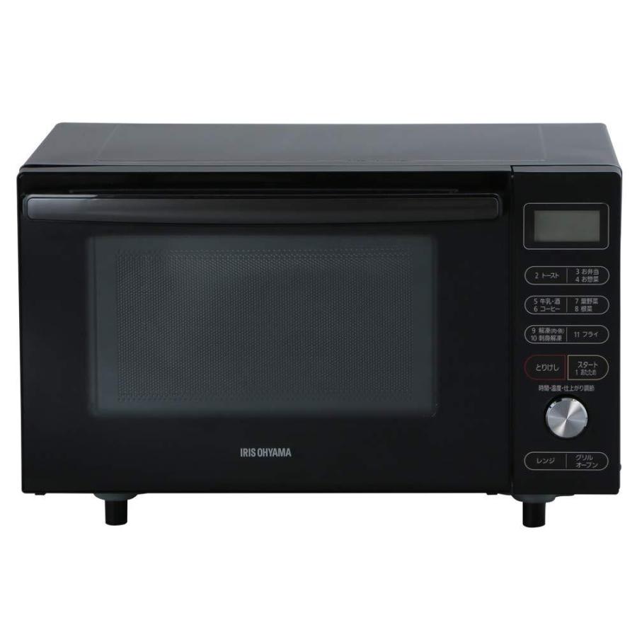 アイリスオーヤマ オーブンレンジ 18L フラットテーブル ヘルツフリー 自動メニュー トースト グリル 発酵モード ブラック MO-F1805-B