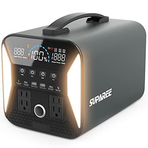 SUPAREE ポータブル電源1000W ポータブルバッテリー 大容量 1101WH/297600Mah 家庭用蓄電池 PSE認証済 純正弦波 MPPT制御方式採用 液晶大画面表示 車中泊 キャン