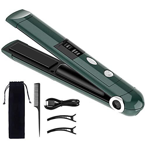 KEYNICE ヘアアイロン コードレス ストレート カール 2way ミニ USB充電式 165/185/205℃ 三段階温度設定可能 自動OFF 家電 美容 日本語説明書付き (グリーン)