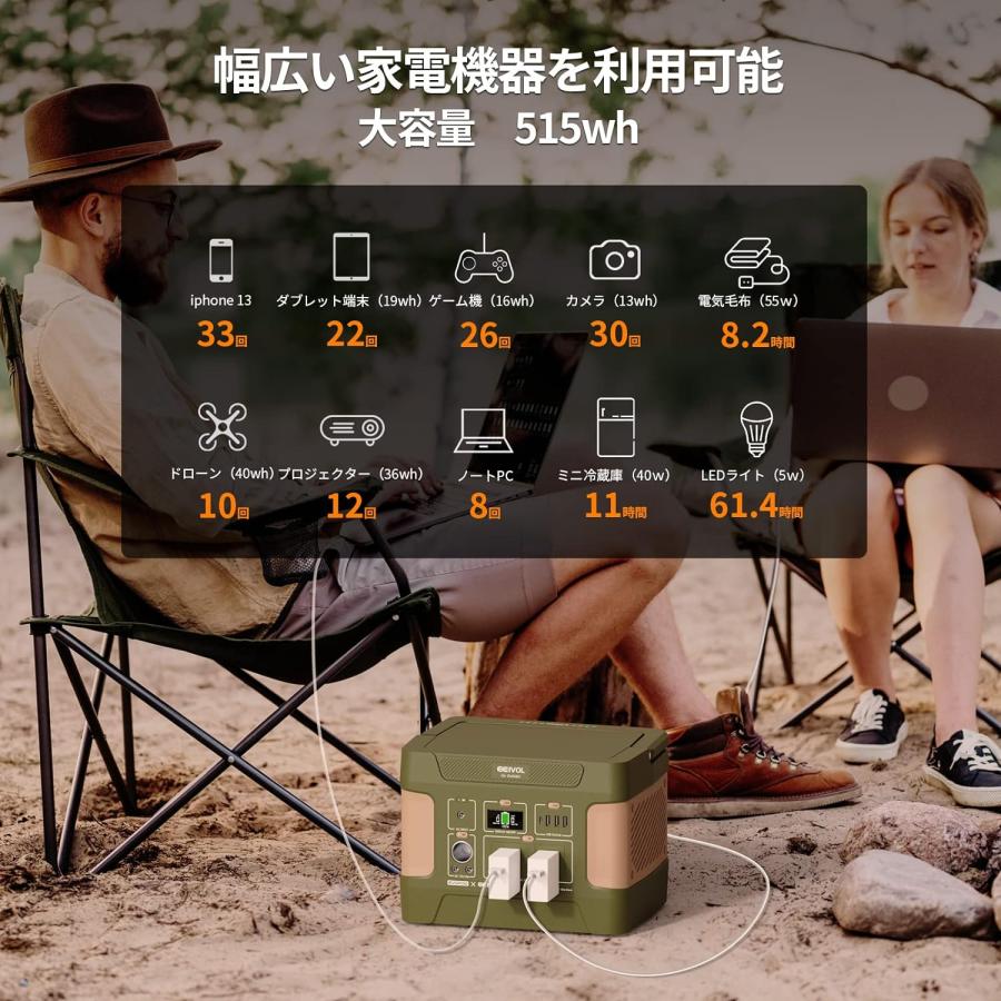 ポータブル電源-515Wh/160938mAh Amazon.co.jp: AIWOLL ポータブル電源 リン酸鉄リチウム 515Wh