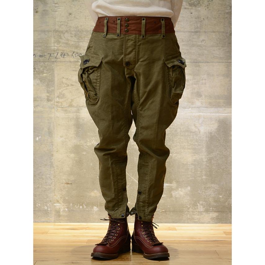 ［即日発送］ FREEWHEELERS フリーホイーラーズ ウインター・フライング・トラウザーズ TAILDRAGGER ヘビーウエイト・モールスキン ダーク・オリーブ 【KUE1010710507】(36300円)