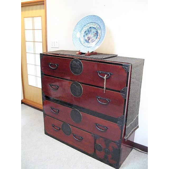 獅子の丸金具欅二本松箪笥 [6-853](92571円)