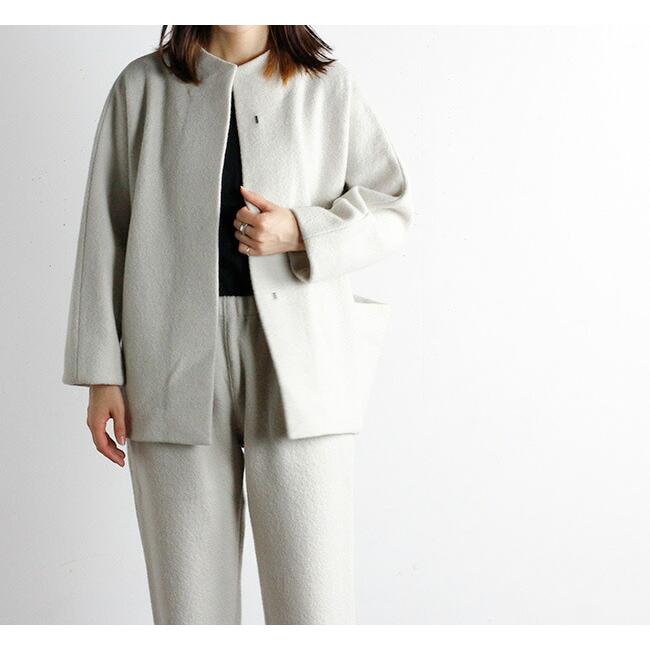 evam eva エヴァムエヴァ プレスウールショートコート press wool