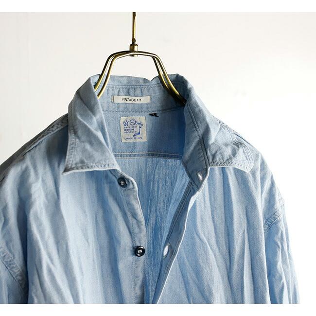 orslow オアスロウ VINTAYGE FIT WORK SHIRT USED CHAMBRAY BLEACHED ヴィンテージフィット ワークシャツ シャンブレー ユーズド加工 03-V8070-99｜old｜07