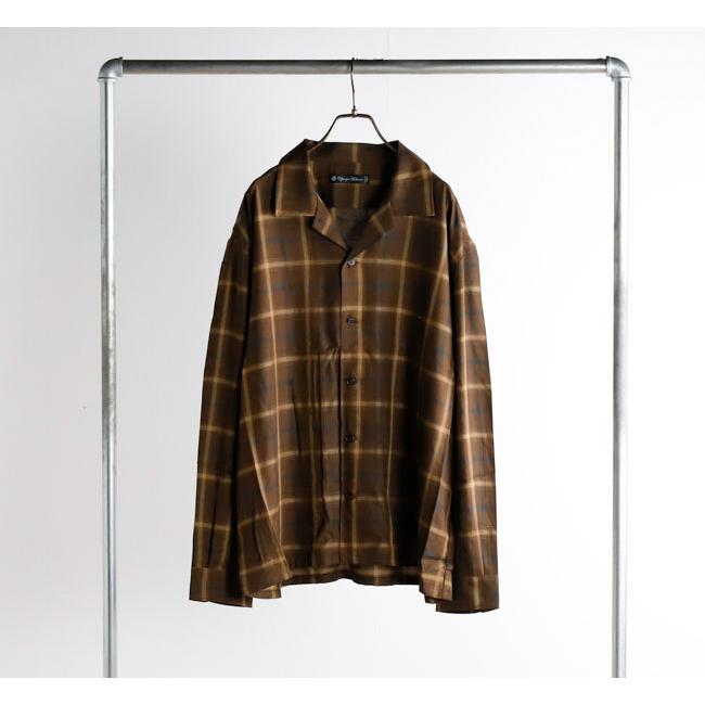 Audience オーディエンス AUD6665 「西脇」 レーヨン オンブレチェック オープンカラー 長袖シャツ |  | 02