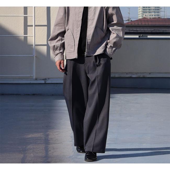 Audience オーディエンス AUD3654 Naturemier ナチュレミア TECH ウールライクツイル 1タック ワイド バレル イージーパンツ MADE IN JAPAN 日本製 | 