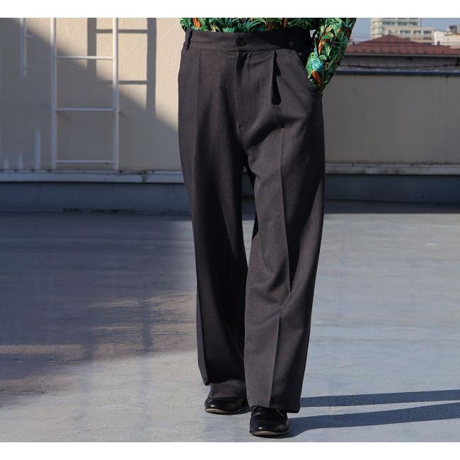 Audience オーディエンス AUD3654 Naturemier ナチュレミア TECH ウールライクツイル 1タック ワイド バレル イージーパンツ MADE IN JAPAN 日本製 |  | 02