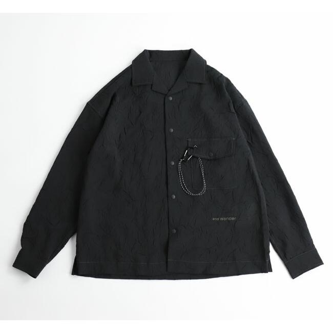 SALE30%OFF // and wander アンドワンダー washer pleated open LS shirt ワッシャープリーツシャツ 長袖 5745183066 | 