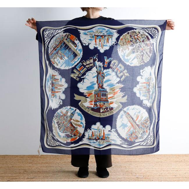 BINDU ビンドゥー BBB1313-NY2 マッププリント スカーフ NEWYORK NAVY |  | 01