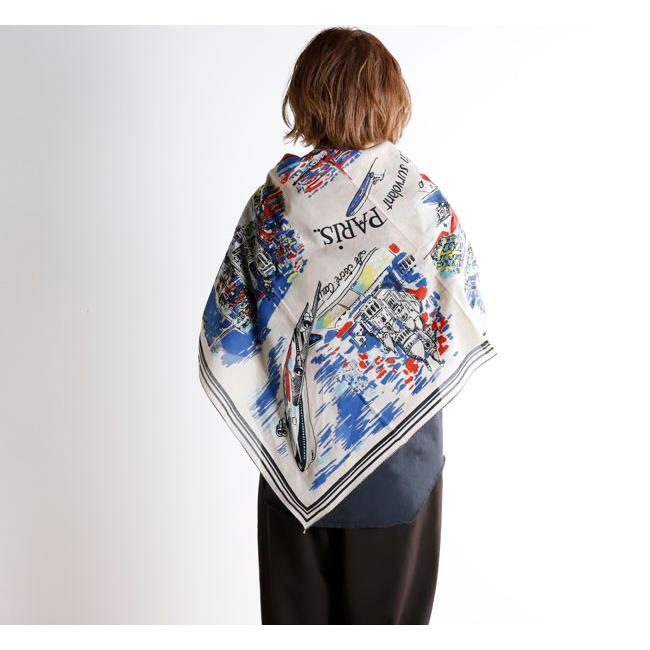 BINDU ビンドゥー BBB1313-PAR マッププリント スカーフ PARIS NATURAL |  | 02