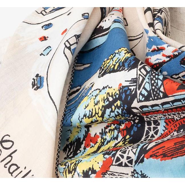 BINDU ビンドゥー BBB1313-PAR マッププリント スカーフ PARIS NATURAL |  | 08