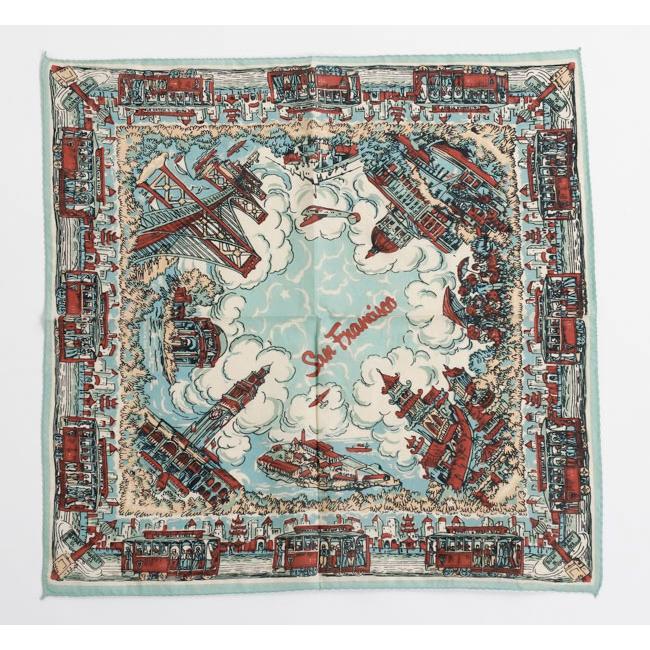 BINDU ビンドゥー BBB1312-SF マッププリント バンダナ SAN FRANCISCO SAXE BLUE | 