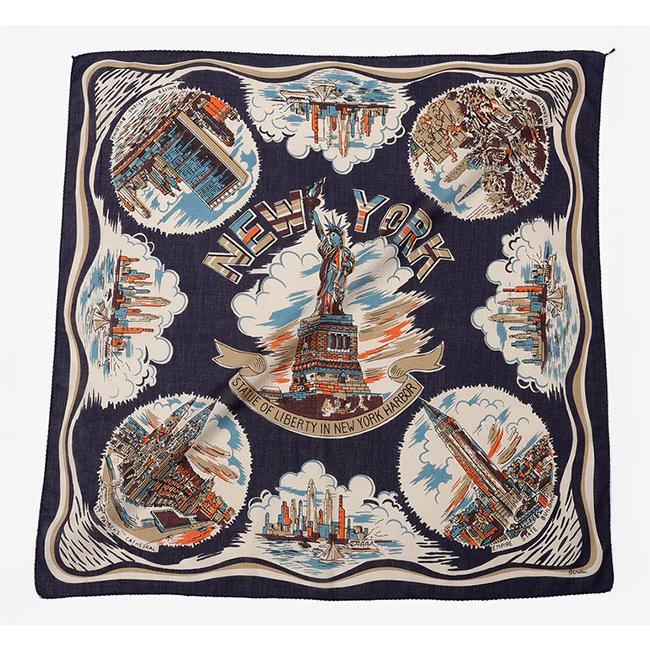 BINDU ビンドゥー BBB1312-NY2 マッププリント バンダナ NEWYORK NAVY | 