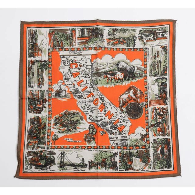 BINDU ビンドゥー BBB1312-CA3 マッププリント バンダナ CALIFORNIA ORANGE | 
