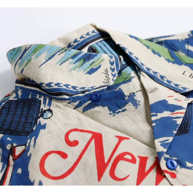 BINDU ビンドゥー PIM7725-NY3 Blue HAWAIIAN SHIRTS ハワイアンシャツ NewYork3 Natural Blue |  | 08