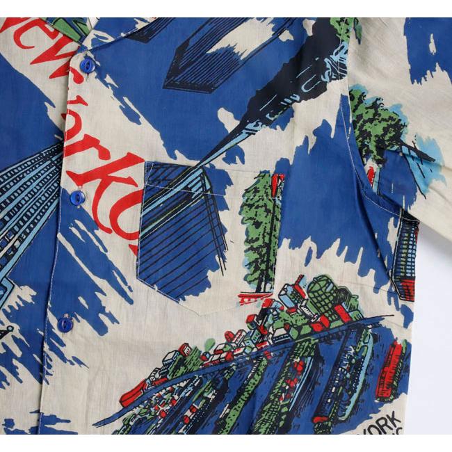 BINDU ビンドゥー PIM7725-NY3 Blue HAWAIIAN SHIRTS ハワイアンシャツ NewYork3 Natural Blue |  | 09