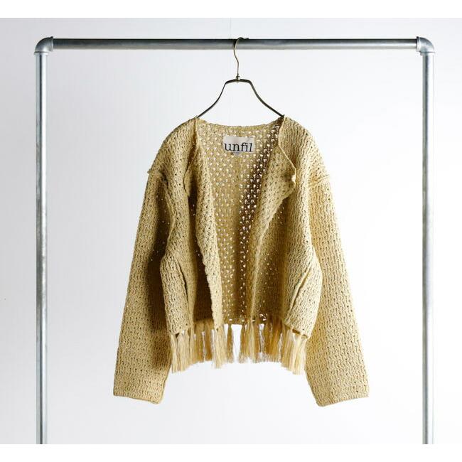 SALE40%OFF //unfil アンフィル double honeycomb mesh fringed cardigan ボタンレスカーディガン WVSP-UW111 |  | 07