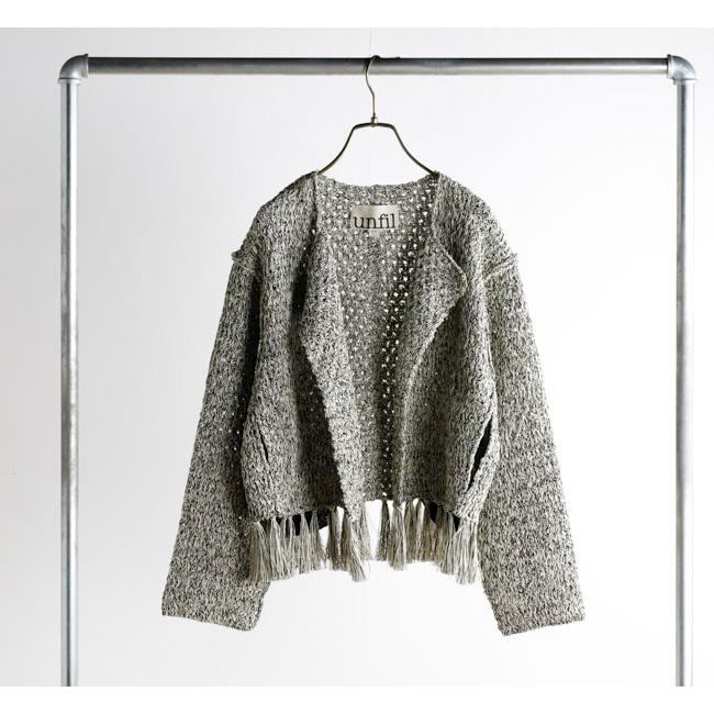 SALE40%OFF //unfil アンフィル double honeycomb mesh fringed cardigan ボタンレスカーディガン WVSP-UW111 |  | 08