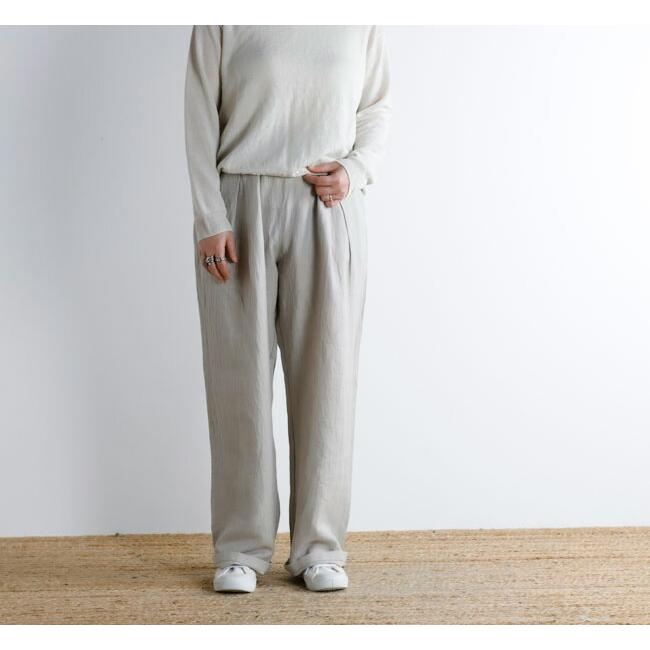 evam eva エヴァムエヴァ リネンシルクタックパンツ linen silk tuck pants　E251T129 |  | 01