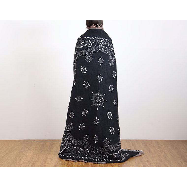 Bandana Throwket "Paisley Black" バンダナ スローケット " ペイズリー　ブラック " ラグマットとしても使える大判スローケット |  | 04