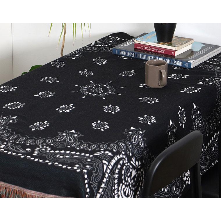 Bandana Throwket "Paisley Black" バンダナ スローケット " ペイズリー　ブラック " ラグマットとしても使える大判スローケット |  | 05