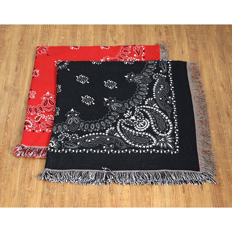 Bandana Throwket "Paisley Black" バンダナ スローケット " ペイズリー　ブラック " ラグマットとしても使える大判スローケット |  | 06
