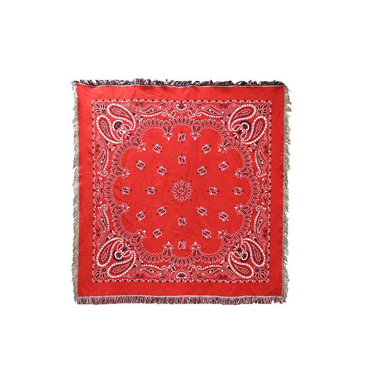 Bandana Throwket "Paisley Red" バンダナ スローケット " ペイズリー　レッド " ラグマットとしても使える大判スローケット | 