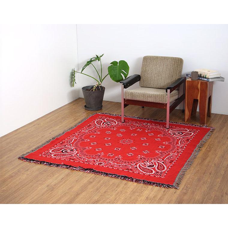Bandana Throwket "Paisley Red" バンダナ スローケット " ペイズリー　レッド " ラグマットとしても使える大判スローケット |  | 02