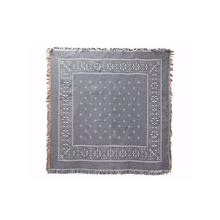 Bandana Throwket "Paisley Gray" バンダナ スローケット " ペイズリー　グレー " ラグマットとしても使える大判スローケット | 
