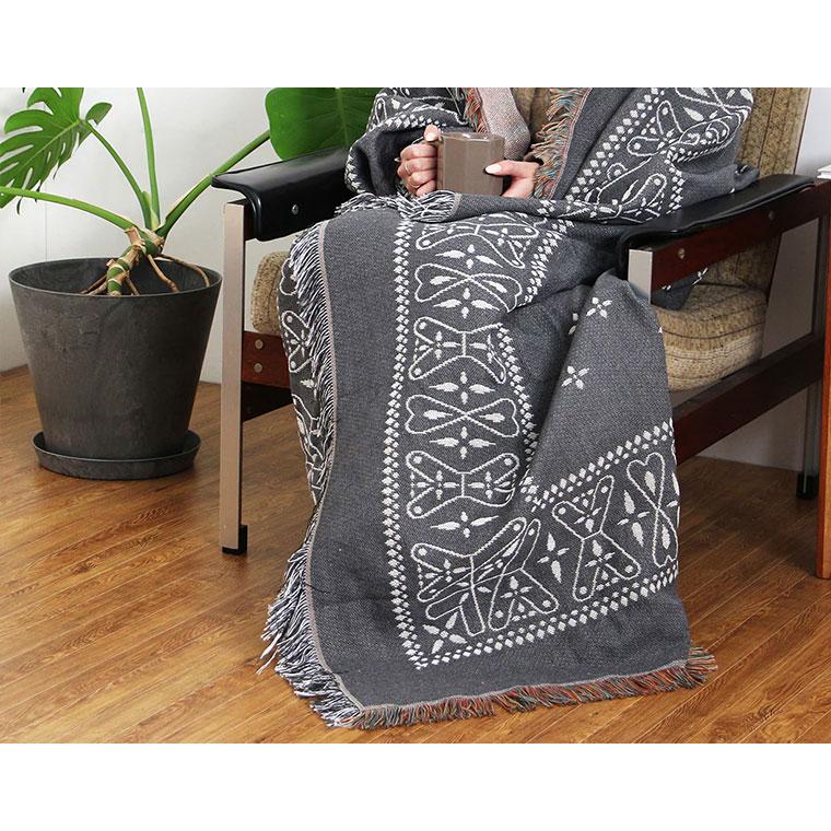 Bandana Throwket "Paisley Gray" バンダナ スローケット " ペイズリー　グレー " ラグマットとしても使える大判スローケット |  | 03