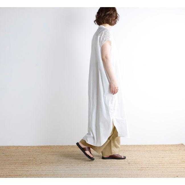 日本製 mizuiro-ind レース 刺繍 チュニック ワンピース カットソー SALE30%OFF //mizuiro ind ミズイロインド 2-250105 レースショルダー
