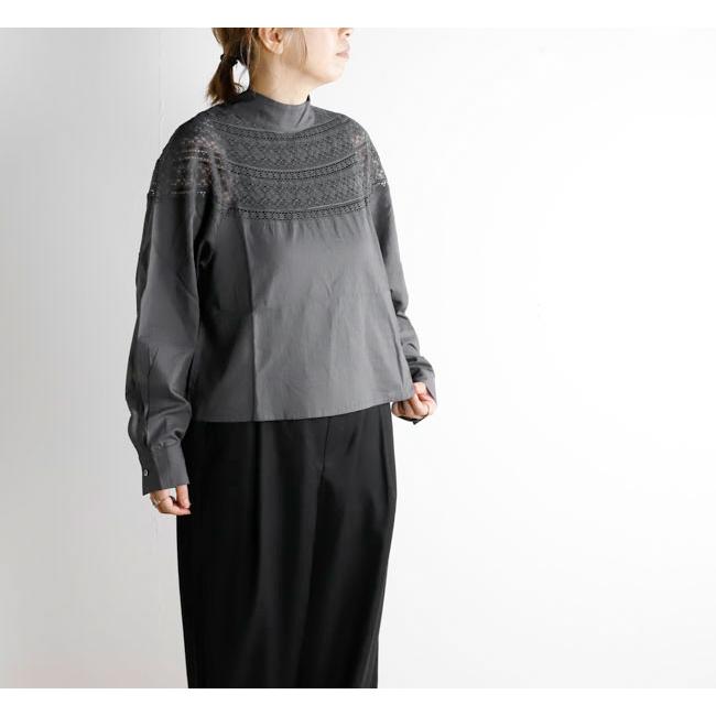 mizuiro ind ミズイロインド 3-230122　レースヨークハイネックシャツ | 