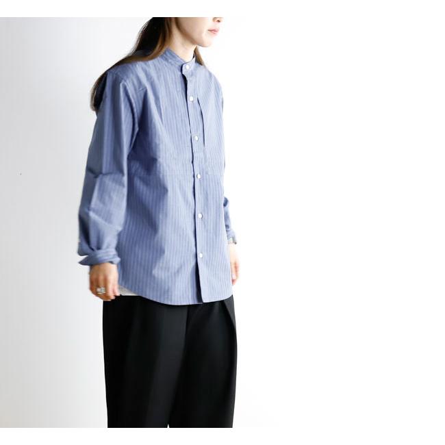 nisica ニシカ NIS-1365 バンドカラーシャツ ストライプパープル 長袖 |  | 02