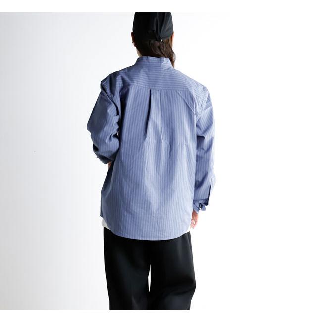 nisica ニシカ NIS-1365 バンドカラーシャツ ストライプパープル 長袖 |  | 03