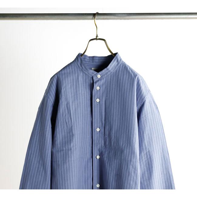 nisica ニシカ NIS-1365 バンドカラーシャツ ストライプパープル 長袖 |  | 05