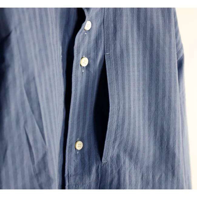 nisica ニシカ NIS-1365 バンドカラーシャツ ストライプパープル 長袖 |  | 08