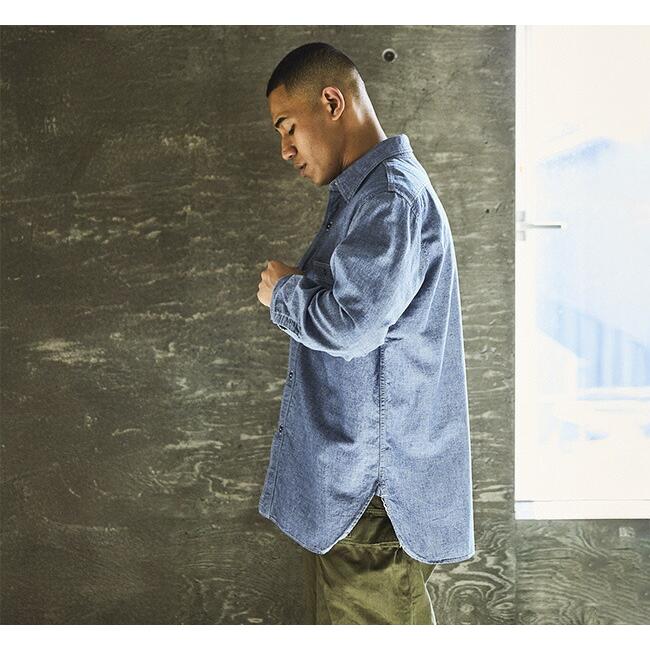 orslow オアスロウ RELAX FIT CHAMBRAY WORK SHIRT リラックスフィットシャンブレーワークシャツ 01-8270-84 |  | 01