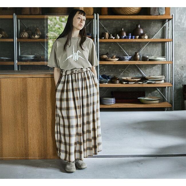 SALE30%OFF //orslow オアスロウ OMBRE CHECK GATHERED SKIRT BROWN
