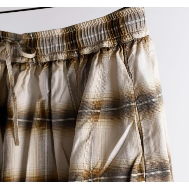 SALE30%OFF //orslow オアスロウ OMBRE CHECK GATHERED SKIRT BROWN