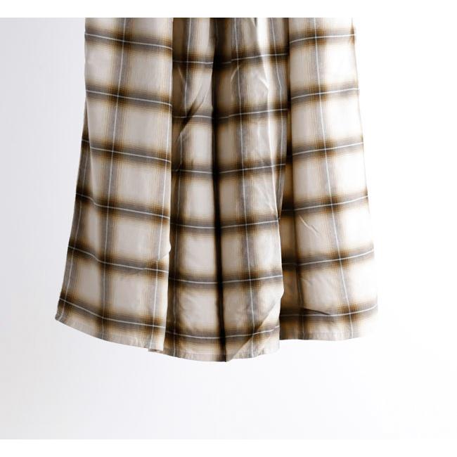 SALE30%OFF //orslow オアスロウ OMBRE CHECK GATHERED SKIRT BROWN