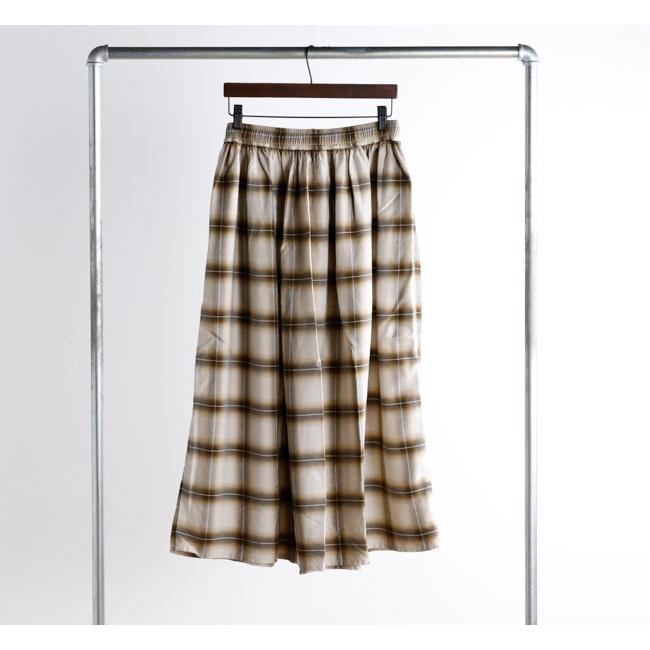 SALE30%OFF //orslow オアスロウ OMBRE CHECK GATHERED SKIRT BROWN