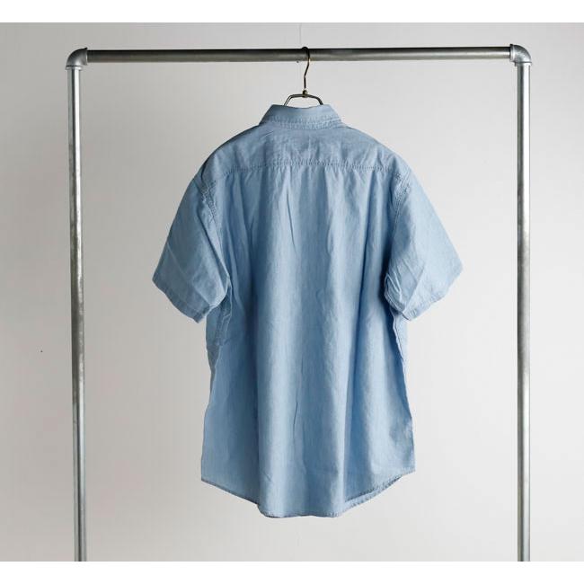 orslow オアスロウ 01-8172-99 SHORT SLEEVE CHAMBRAY WORK SHIRT WITH FLAP POCKET CHAMBRAY BLEACH シャンブレーフラップポケットワークシャツ |  | 12