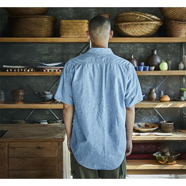 orslow オアスロウ 01-8172-99 SHORT SLEEVE CHAMBRAY WORK SHIRT WITH FLAP POCKET CHAMBRAY BLEACH シャンブレーフラップポケットワークシャツ |  | 02