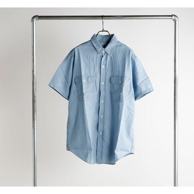 orslow オアスロウ 01-8172-99 SHORT SLEEVE CHAMBRAY WORK SHIRT WITH FLAP POCKET CHAMBRAY BLEACH シャンブレーフラップポケットワークシャツ |  | 03