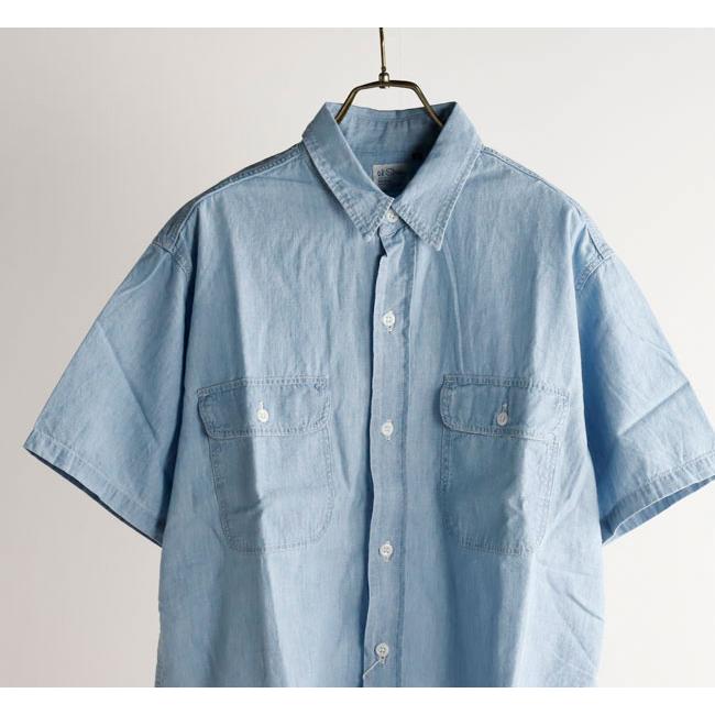 orslow オアスロウ 01-8172-99 SHORT SLEEVE CHAMBRAY WORK SHIRT WITH FLAP POCKET CHAMBRAY BLEACH シャンブレーフラップポケットワークシャツ |  | 04