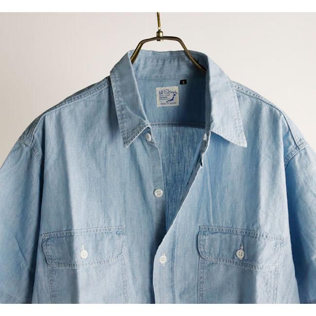 orslow オアスロウ 01-8172-99 SHORT SLEEVE CHAMBRAY WORK SHIRT WITH FLAP POCKET CHAMBRAY BLEACH シャンブレーフラップポケットワークシャツ |  | 05