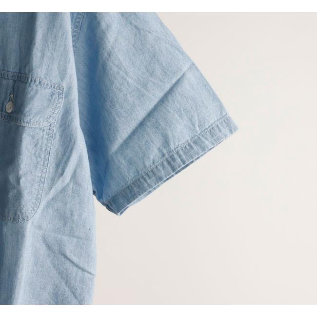 orslow オアスロウ 01-8172-99 SHORT SLEEVE CHAMBRAY WORK SHIRT WITH FLAP POCKET CHAMBRAY BLEACH シャンブレーフラップポケットワークシャツ |  | 07