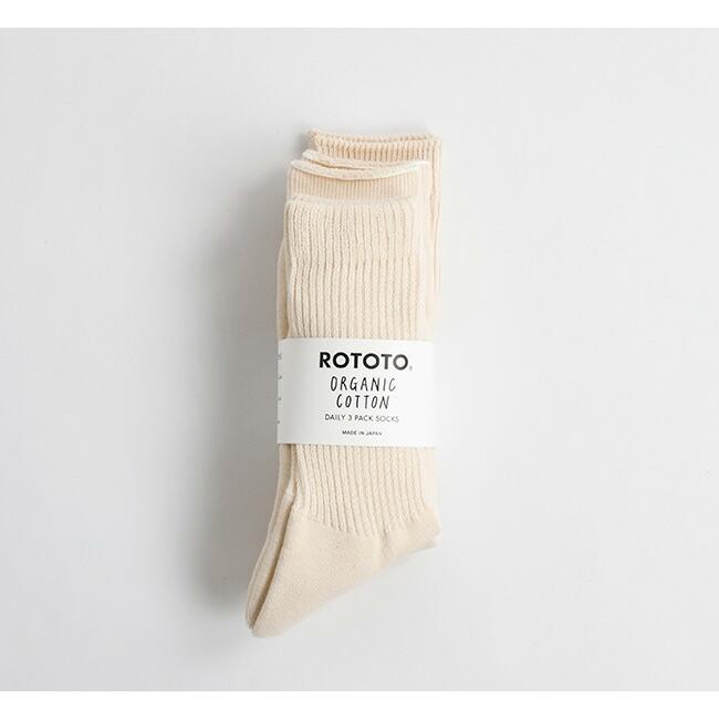 ROTOTO ロトト　オーガニック　デイリー3パッククルーソックス R1123 ECRU |  | 04