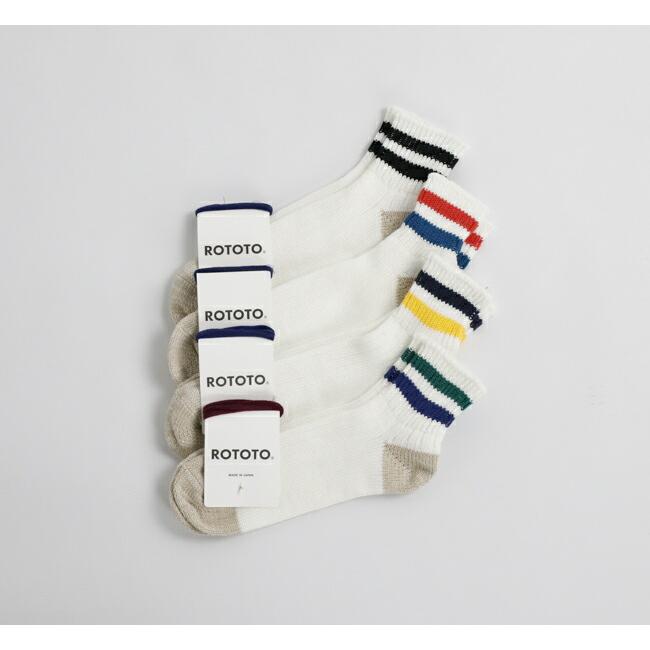 ROTOTO ロトト　ソックス　O.S. RIBBED ANKLE SOCKS 2ストライプ R1404 | 